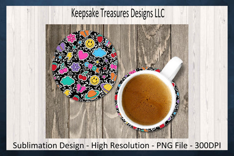 Composition Book Retro School 11oz Mug Warp and Matching Coasters, Teacher Gift, Sublimation Png Printable Sublimation Keepsake Treasures Designs LLC. 