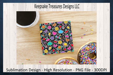 Composition Book Retro School 11oz Mug Warp and Matching Coasters, Teacher Gift, Sublimation Png Printable Sublimation Keepsake Treasures Designs LLC. 