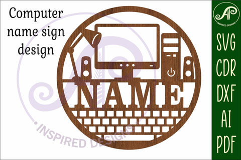 Computer name wall art sign, SVG file SVG APInspireddesigns 