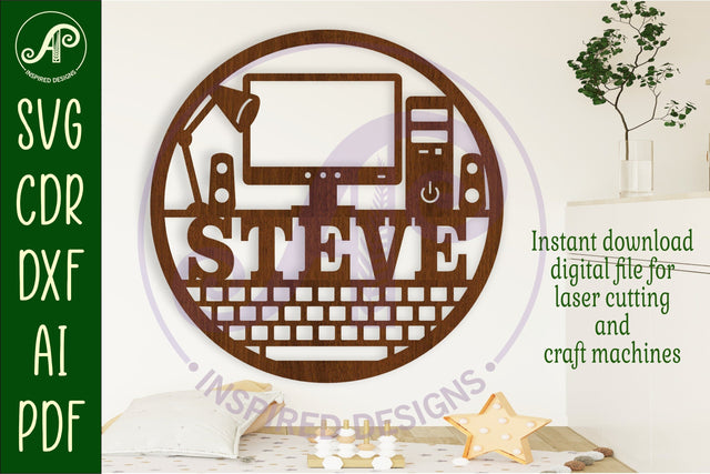 Computer name wall art sign, SVG file SVG APInspireddesigns 
