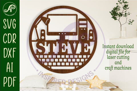 Computer name wall art sign, SVG file SVG APInspireddesigns 