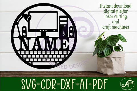 Computer name wall art sign, SVG file SVG APInspireddesigns 