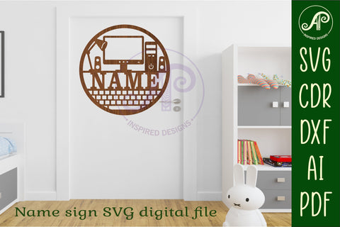 Computer name wall art sign, SVG file SVG APInspireddesigns 