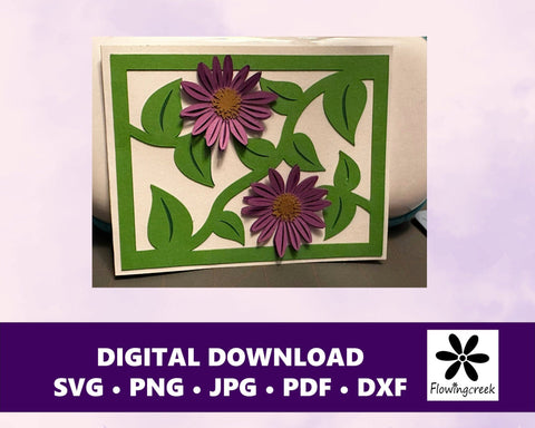 Coneflower Layered Card SVG Cut File 3D Paper Flowingcreek 