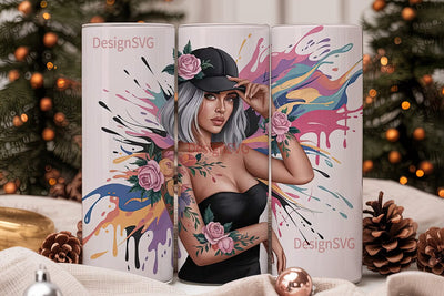 Confident Black Woman 20oz Tumbler Wrap Sublimation DesignSVG 