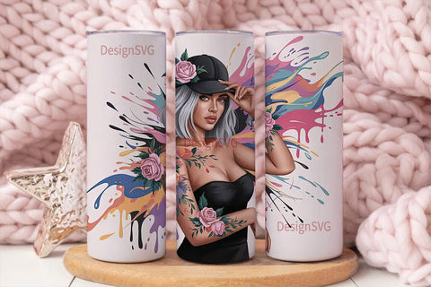 Confident Black Woman 20oz Tumbler Wrap Sublimation DesignSVG 