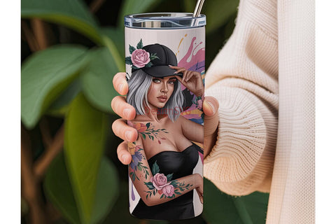 Confident Black Woman 20oz Tumbler Wrap Sublimation DesignSVG 