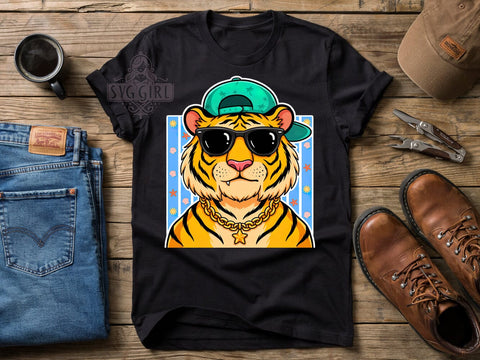 Confident Tiger Vibes T-Shirt PNG, Confident Tiger, Bold Expression, Artistic Design, Sublimation PNG, Statement Shirt, Wild Vibes Sublimation SvggirlplusArt 