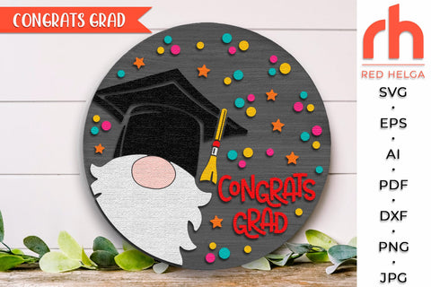 Congrats Grad SVG, Graduation Door Sign Cut File, Spring DXF SVG RedHelgaArt 