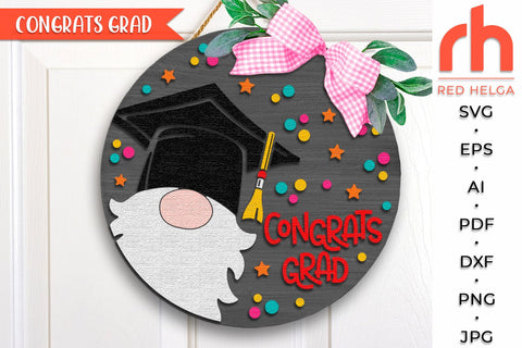 Congrats Grad SVG, Graduation Door Sign Cut File, Spring DXF SVG RedHelgaArt 