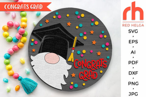 Congrats Grad SVG, Graduation Door Sign Cut File, Spring DXF SVG RedHelgaArt 