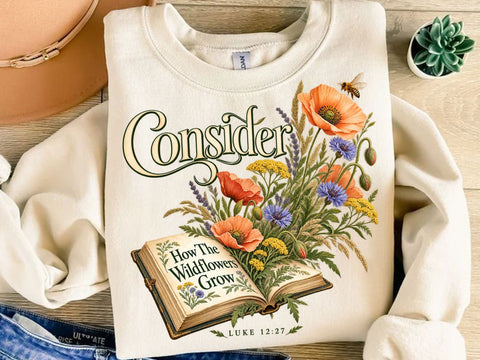 Consider The Wildflowers Luke 12:27 PNG SVG artprintfile 