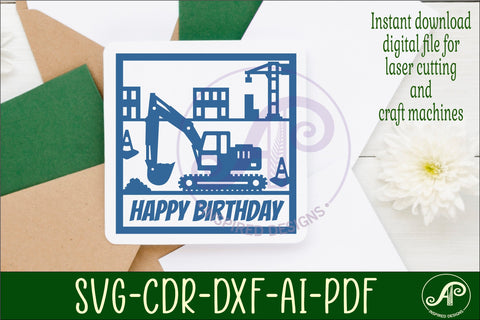 Construction Digger name wall art sign or card SVG APInspireddesigns 