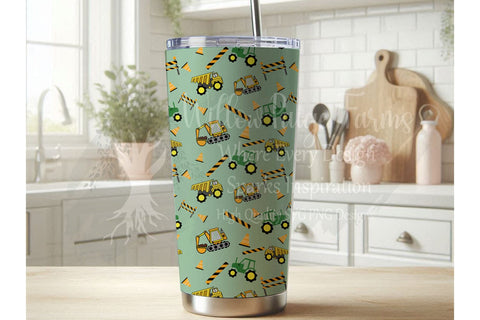 Construction Equipment Seamless Pattern, 12x12 Digital Paper, Hand Drawn Trucks, Scrapbooking Paper, Kids Birthday, Wallpaper Backgrounds Sublimation Willow Paige Farms 