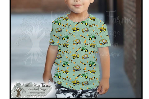 Construction Equipment Seamless Pattern, 12x12 Digital Paper, Hand Drawn Trucks, Scrapbooking Paper, Kids Birthday, Wallpaper Backgrounds Sublimation Willow Paige Farms 