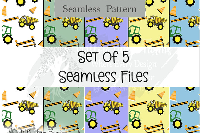 Construction Equipment Seamless Pattern, 12x12 Digital Paper, Hand Drawn Trucks, Scrapbooking Paper, Kids Birthday, Wallpaper Backgrounds Sublimation Willow Paige Farms 
