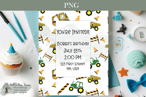 Construction Equipment Seamless Pattern, 12x12 Digital Paper, Hand Drawn Trucks, Scrapbooking Paper, Kids Birthday, Wallpaper Backgrounds Sublimation Willow Paige Farms 