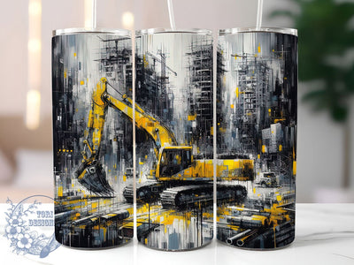 Construction Equipment Tumbler Wrap, Excavator Tumbler Wrap, 20oz Sublimation, Heavy Equipment Tumbler, Machinery Tumbler Art, Construction Vehicle, Builder Gift Tumbler Sublimation ToriDesigns 