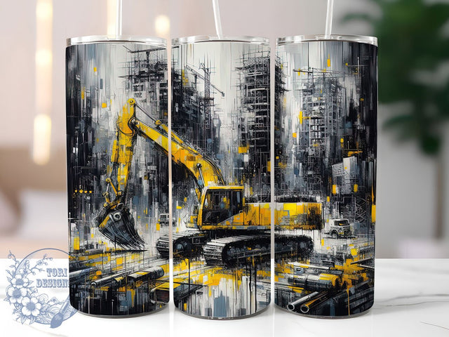 Construction Equipment Tumbler Wrap, Excavator Tumbler Wrap, 20oz Sublimation, Heavy Equipment Tumbler, Machinery Tumbler Art, Construction Vehicle, Builder Gift Tumbler Sublimation ToriDesigns 