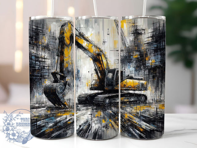 Construction Equipment Tumbler Wrap, Excavator Tumbler Wrap, 20oz Sublimation, Heavy Equipment Tumbler, Machinery Tumbler Art, Construction Vehicle, Builder Gift Tumbler Sublimation ToriDesigns 