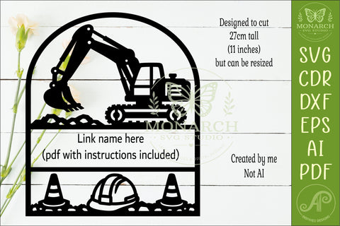 Construction Excavator Name Sign SVG SVG APInspireddesigns 
