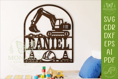 Construction Excavator Name Sign SVG SVG APInspireddesigns 