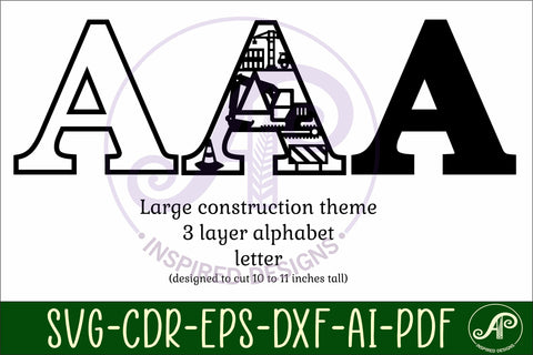 Construction Large A wall Letter 3 layer sign SVG APInspireddesigns 
