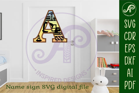 Construction Large A wall Letter 3 layer sign SVG APInspireddesigns 