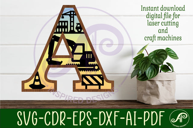 Construction Large A wall Letter 3 layer sign SVG APInspireddesigns 