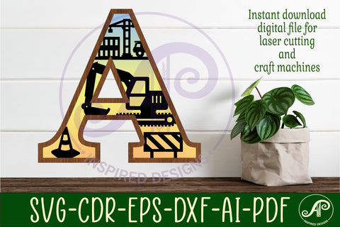 Construction Large A wall Letter 3 layer sign SVG APInspireddesigns 