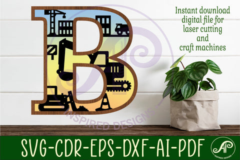 Construction Large B wall Letter 3 layer sign SVG APInspireddesigns 