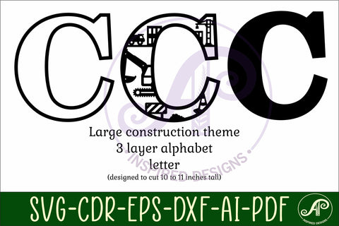 Construction Large C wall Letter 3 layer sign SVG APInspireddesigns 