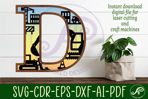 Construction Large D wall Letter 3 layer sign SVG APInspireddesigns 