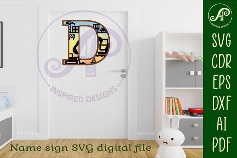 Construction Large D wall Letter 3 layer sign SVG APInspireddesigns 