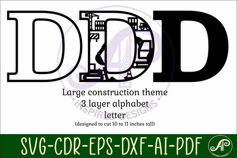 Construction Large D wall Letter 3 layer sign SVG APInspireddesigns 