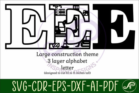 Construction Large E wall Letter 3 layer sign SVG APInspireddesigns 