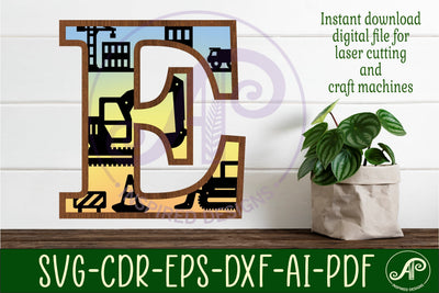 Construction Large E wall Letter 3 layer sign SVG APInspireddesigns 