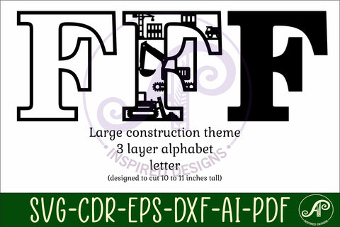 Construction Large F wall Letter 3 layer sign SVG APInspireddesigns 