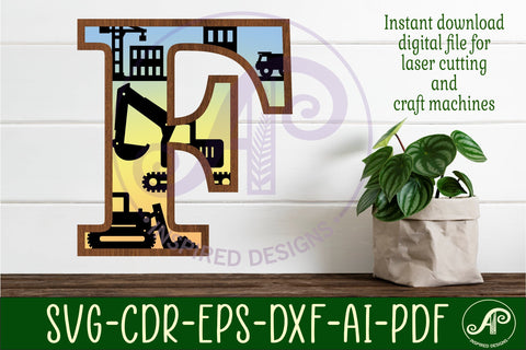 Construction Large F wall Letter 3 layer sign SVG APInspireddesigns 