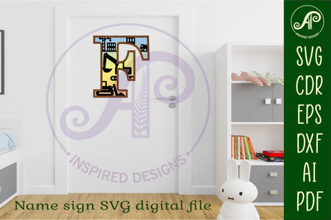 Construction Large F wall Letter 3 layer sign SVG APInspireddesigns 