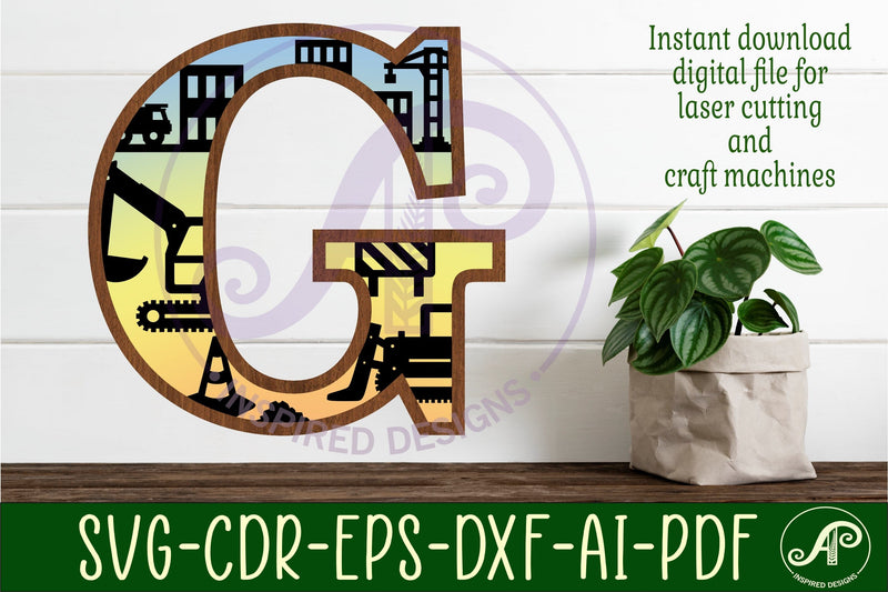 Construction Large G wall Letter 3 layer sign SVG APInspireddesigns 