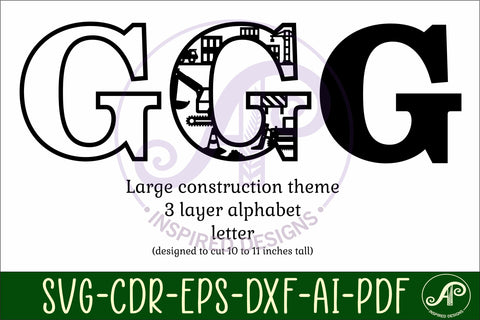 Construction Large G wall Letter 3 layer sign SVG APInspireddesigns 