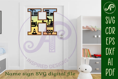 Construction Large H wall Letter 3 layer sign SVG APInspireddesigns 