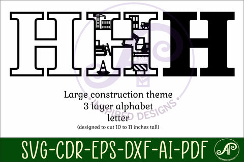 Construction Large H wall Letter 3 layer sign SVG APInspireddesigns 