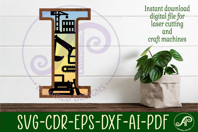 Construction Large I wall Letter 3 layer sign SVG APInspireddesigns 