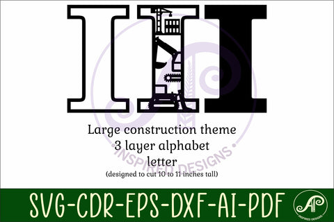 Construction Large I wall Letter 3 layer sign SVG APInspireddesigns 