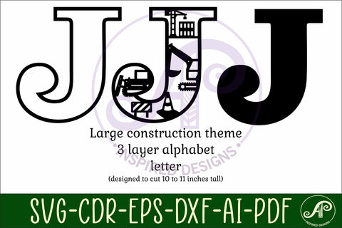 Construction Large J wall Letter 3 layer sign SVG APInspireddesigns 