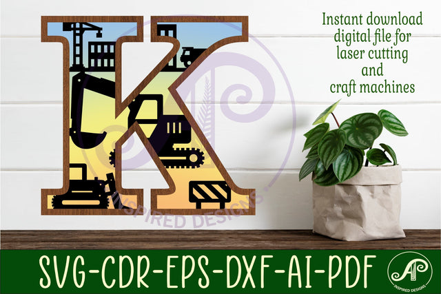 Construction Large K wall Letter 3 layer sign SVG APInspireddesigns 