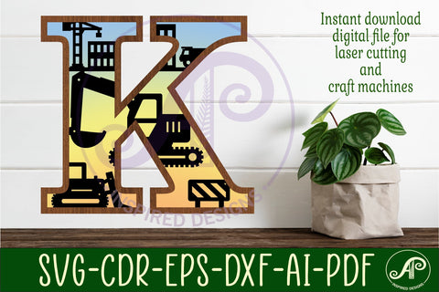 Construction Large K wall Letter 3 layer sign SVG APInspireddesigns 
