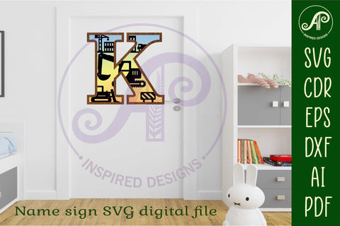Construction Large K wall Letter 3 layer sign SVG APInspireddesigns 